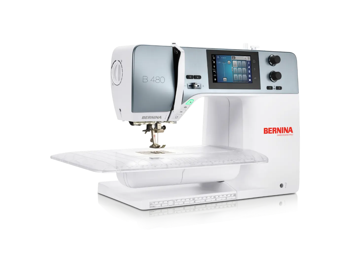 Bernina 480 – Machine à coudre – vue atelier – avec table rallonge | Bernina Addict