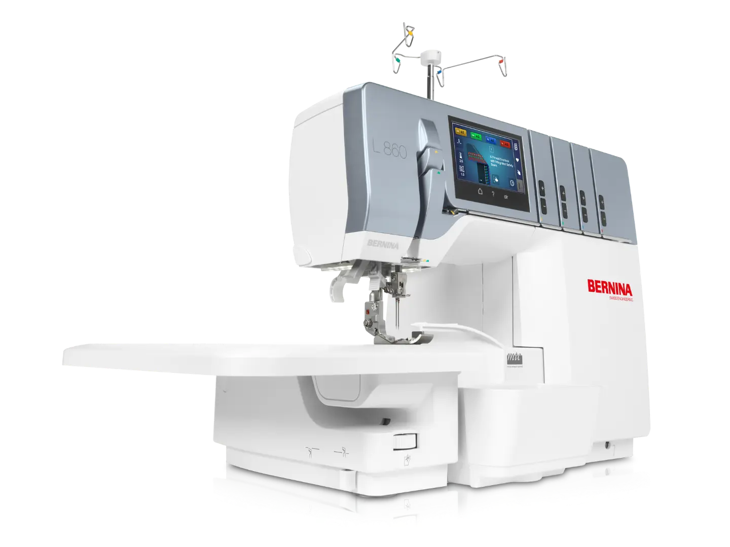 Bernina L 860 – Surjeteuse & Recouvreuse – vue dynamique – avec table rallonge | Bernina Addict