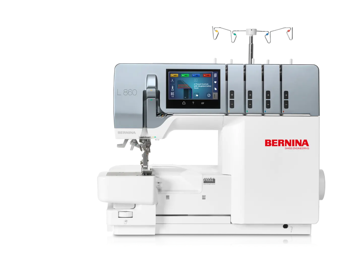 Bernina L 860 – Surjeteuse & Recouvreuse – vue de face – bras libre | Bernina Addict