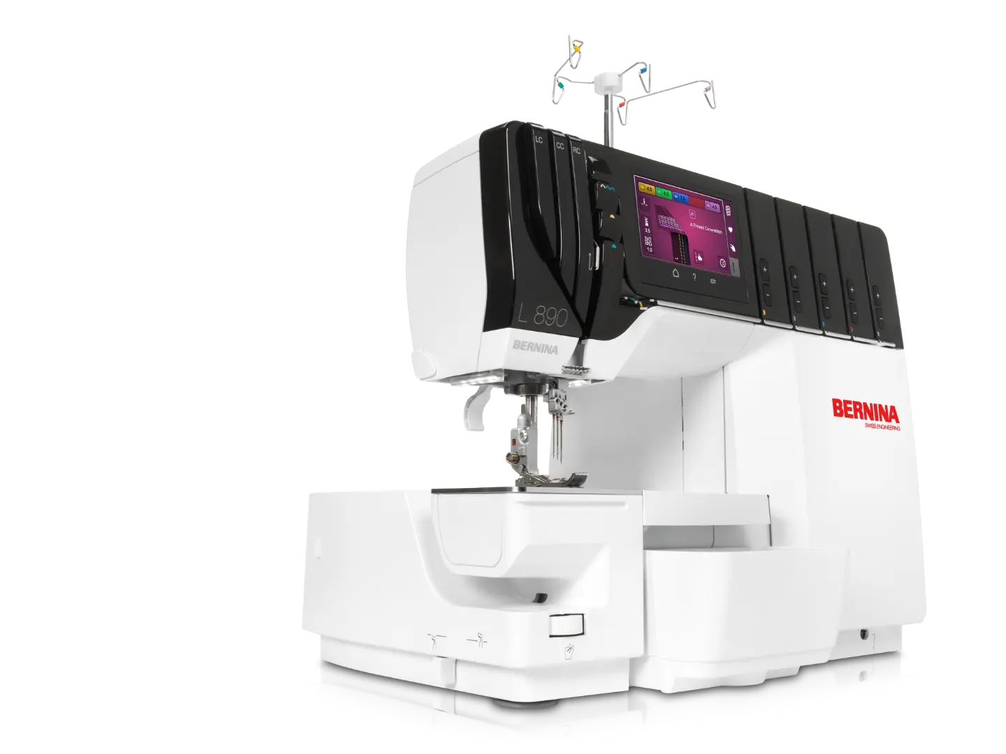 Bernina L 890 – Surjeteuse & Recouvreuse – vue dynamique – bras libre | Bernina Addict
