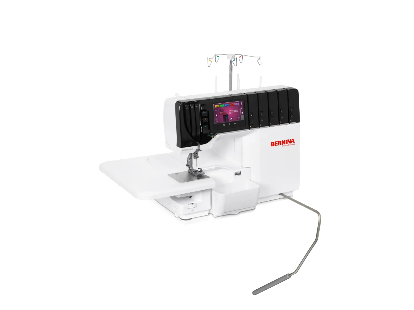 Bernina L 890 – Surjeteuse & Recouvreuse – vue standard – avec table rallonge – avec système mains libres | Bernina Addict