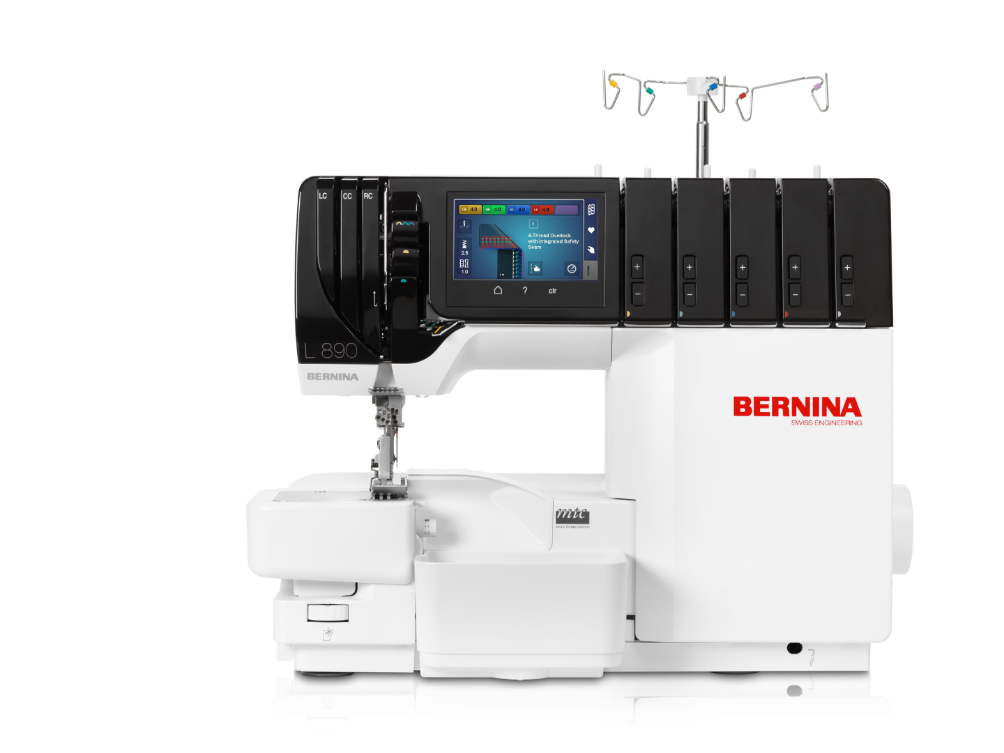 BERNINA L 890 de face avec rangement fils – surjeteuse recouvreuse haut de gamme