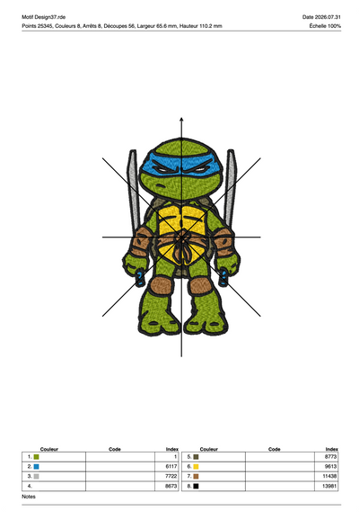 Tortue Ninja 10 — Fichier broderie à télécharger | Compatible BERNINA BERNINA ADDICT