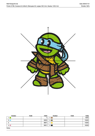 Tortue Ninja 14 — Fichier broderie à télécharger | Compatible BERNINA BERNINA ADDICT