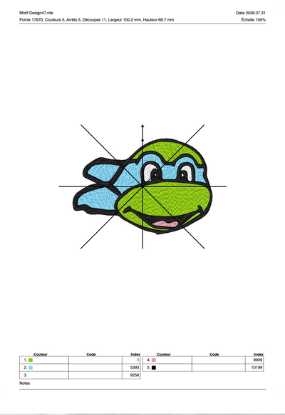 Tortue Ninja 19 — Fichier broderie à télécharger | Compatible BERNINA BERNINA ADDICT