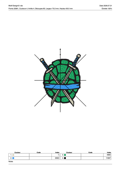 Tortue Ninja 23 — Fichier broderie à télécharger | Compatible BERNINA BERNINA ADDICT
