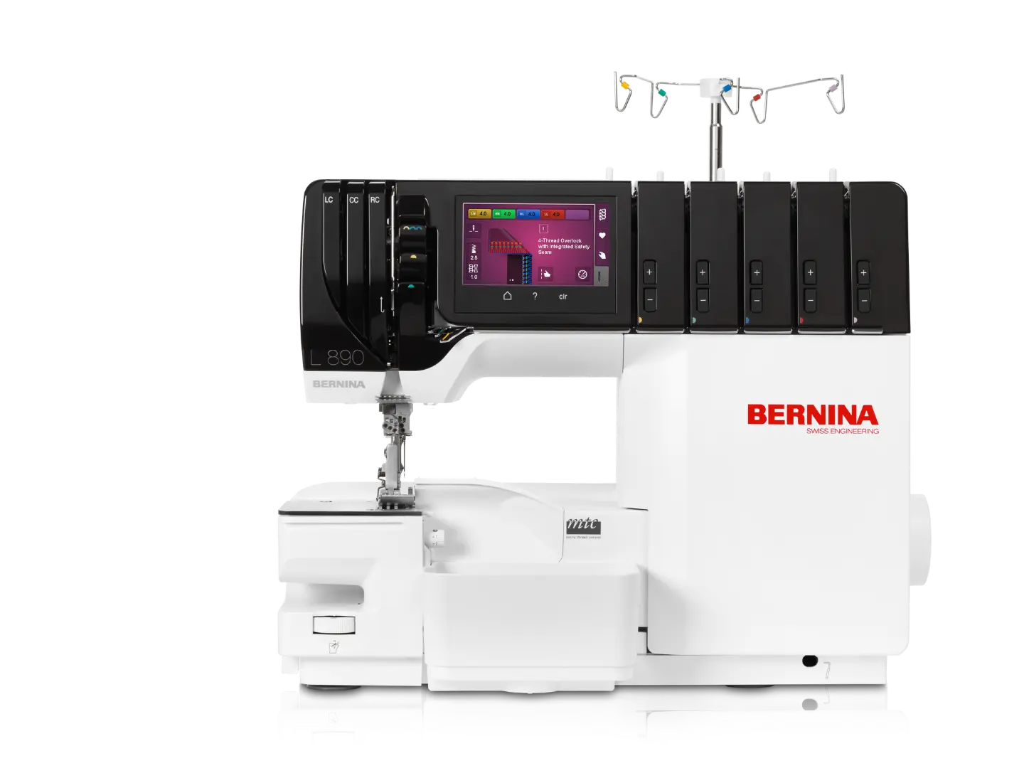 Bernina L 890 – Surjeteuse & Recouvreuse – vue de face – bras libre | Bernina Addict