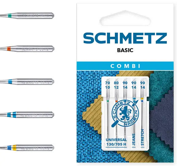 Aiguilles Schmetz Combi Pack Universel/Jean/Stretch x5 — compatibles toutes machines à coudre BERNINA BERNINA ADDICT