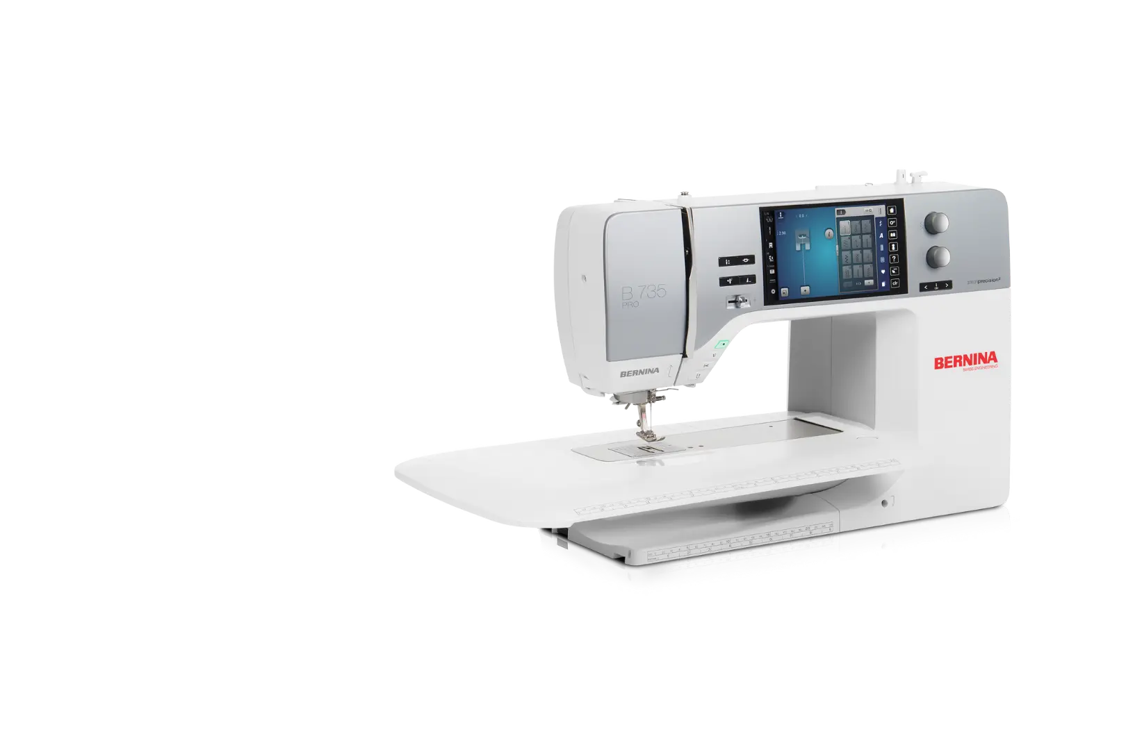 Bernina 735 PRO – Machine à coudre et broder – vue standard – avec table rallonge | Bernina Addict